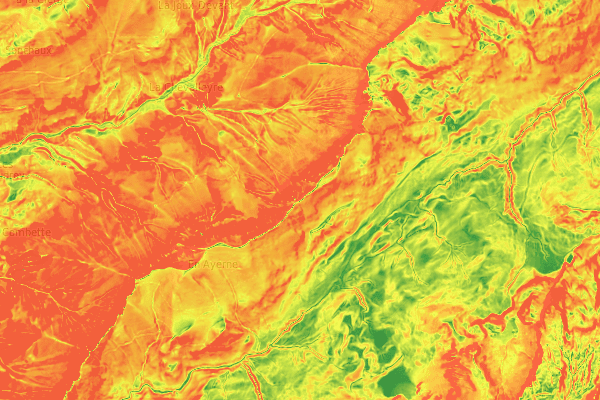 LiDAR: MNT-MO - ombrages - pentes - orientations