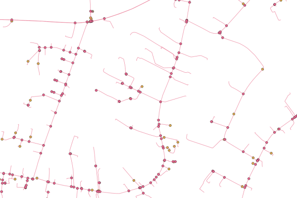 Réseau du gaz géoschématique pour les communes