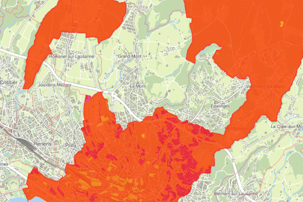 Modélisation climatique:  température nocturne, bénéfice de l'arborisation p.r. à l'état actuel