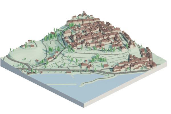 Maquette blanche 3D du territoire