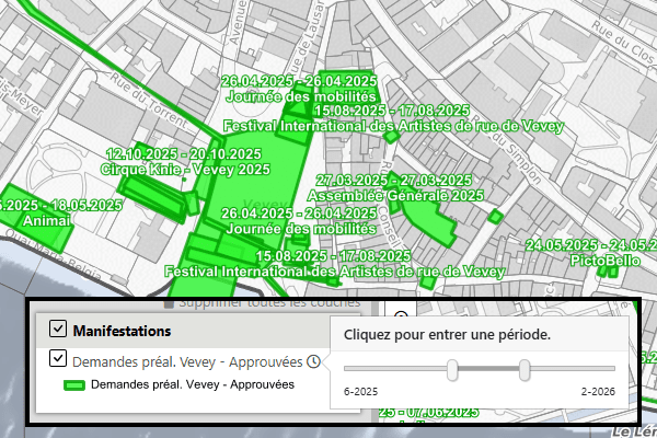 Demandes préalables de manifestations à Vevey