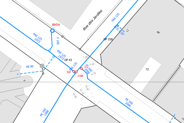Plan des réseaux d'eau potable, d'eaux usées et d'eaux claires